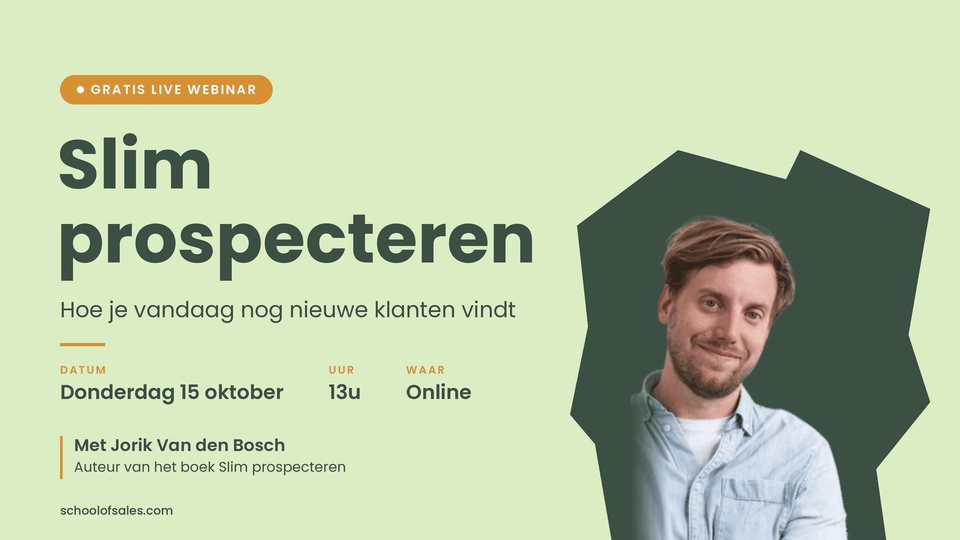 Gratis live webinar Slim prospecteren met Jorik Van den Bosch, donderdag 15 oktober 2026 om 13u
